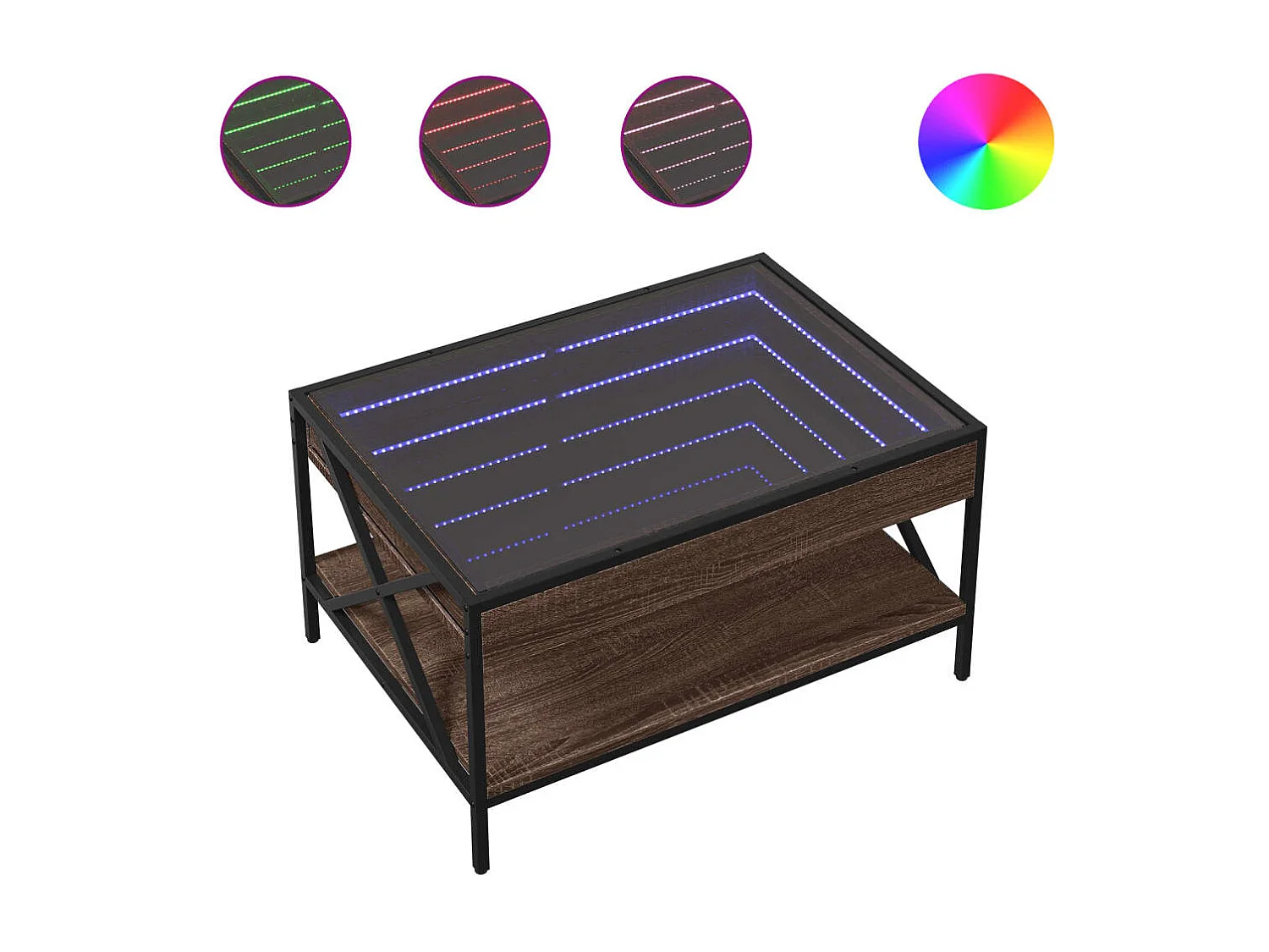 Table basse salon-Table d'appoint avec LED infini chêne marron 70x50x38 cm SHL43513