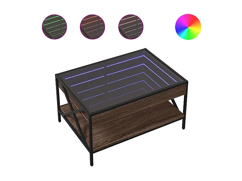 Table basse salon-Table d'appoint avec LED infini chêne marron 70x50x38 cm SHL43513