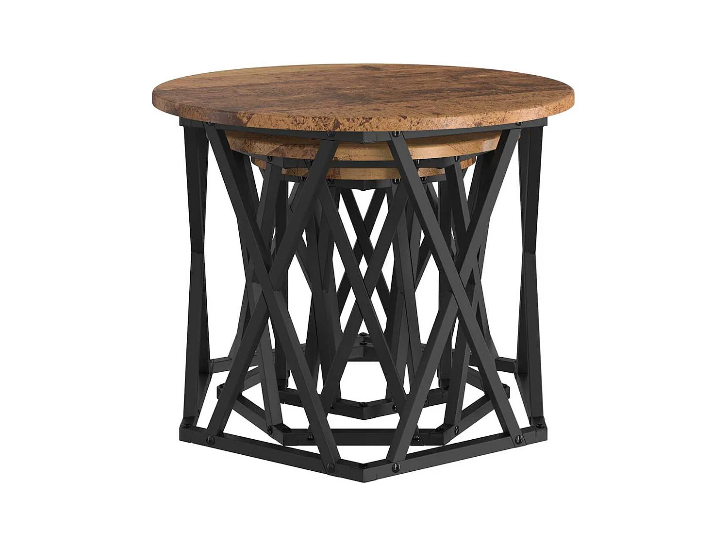 Tables d'appoint empilables 3 pièces en bois recyclé et stratifié SHL87690