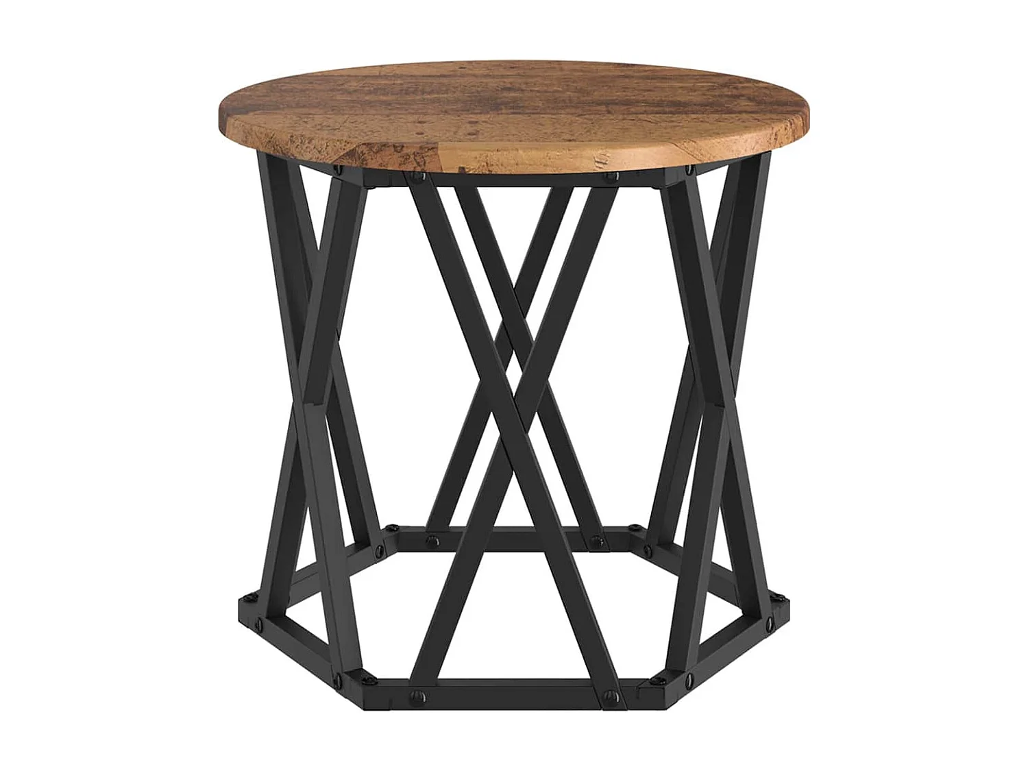 Nestbare Bijzettafel Set van 3 | Salontafel Oud hout 53 x 53 x 40 cm