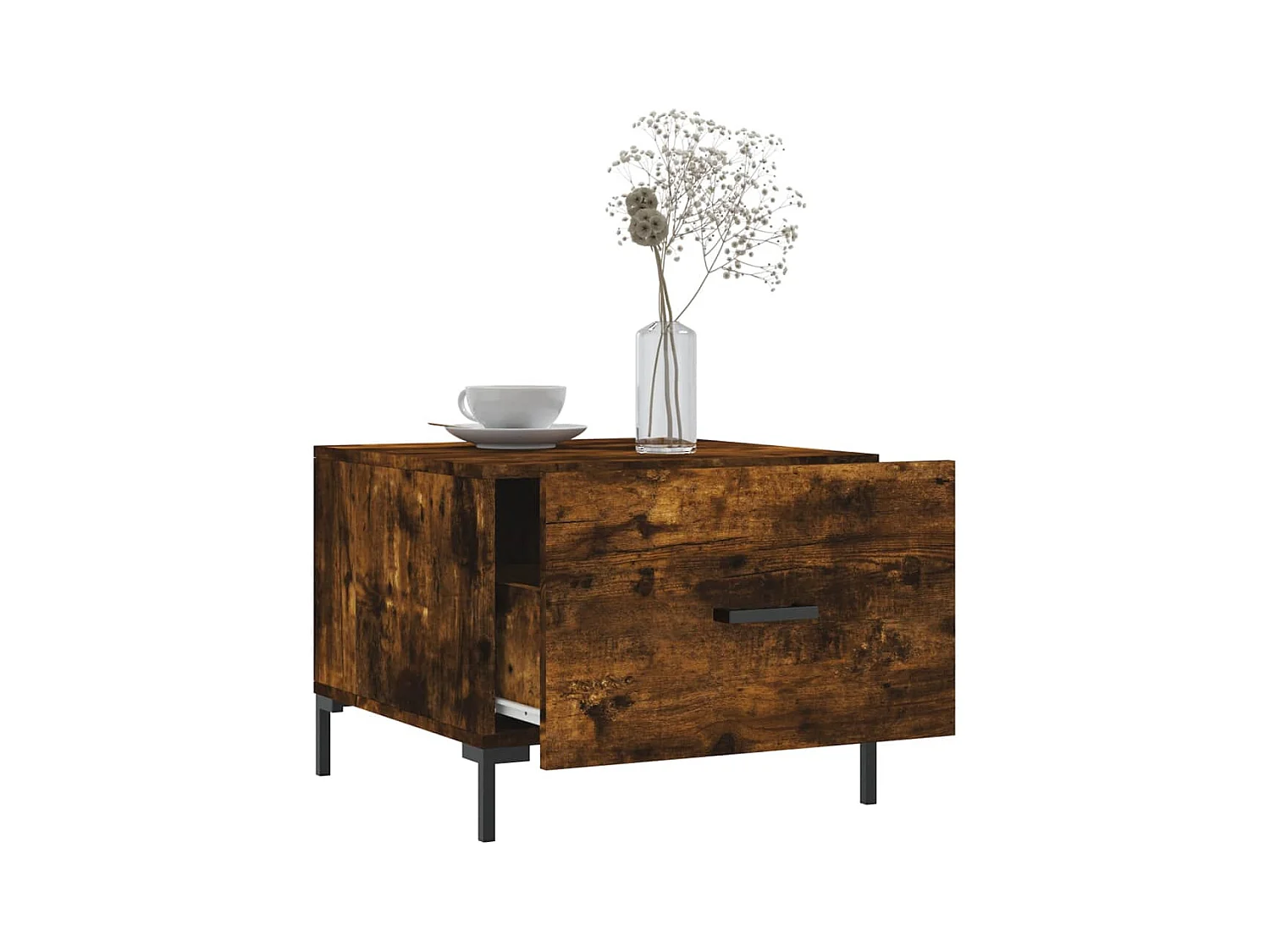 Lot de 2 Tables basses-Tables d'appoint chêne fumé 50x50x40 cm bois d'ingénierie SHL82689