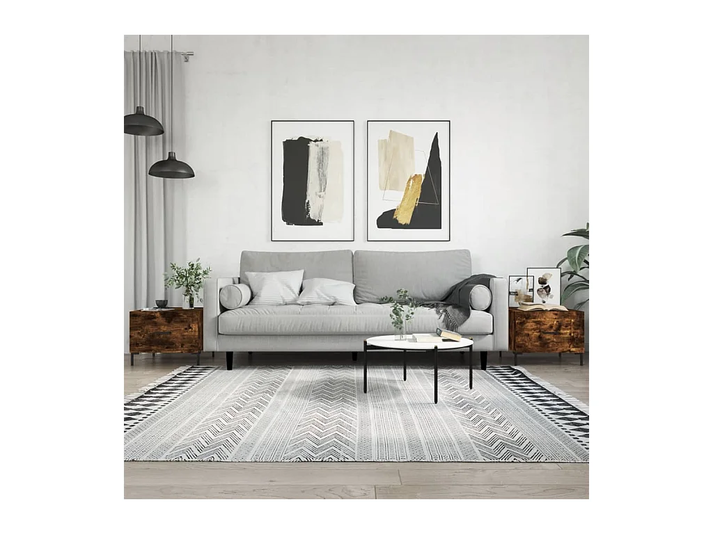 Lot de 2 Tables basses-Tables d'appoint chêne fumé 50x50x40 cm bois d'ingénierie SHL82689