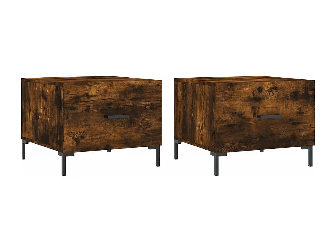 Salontafel Set van 2 | Bijzettafel | Koffietafel 2 st 50x50x40 cm bewerkt hout gerookt eikenkleurig