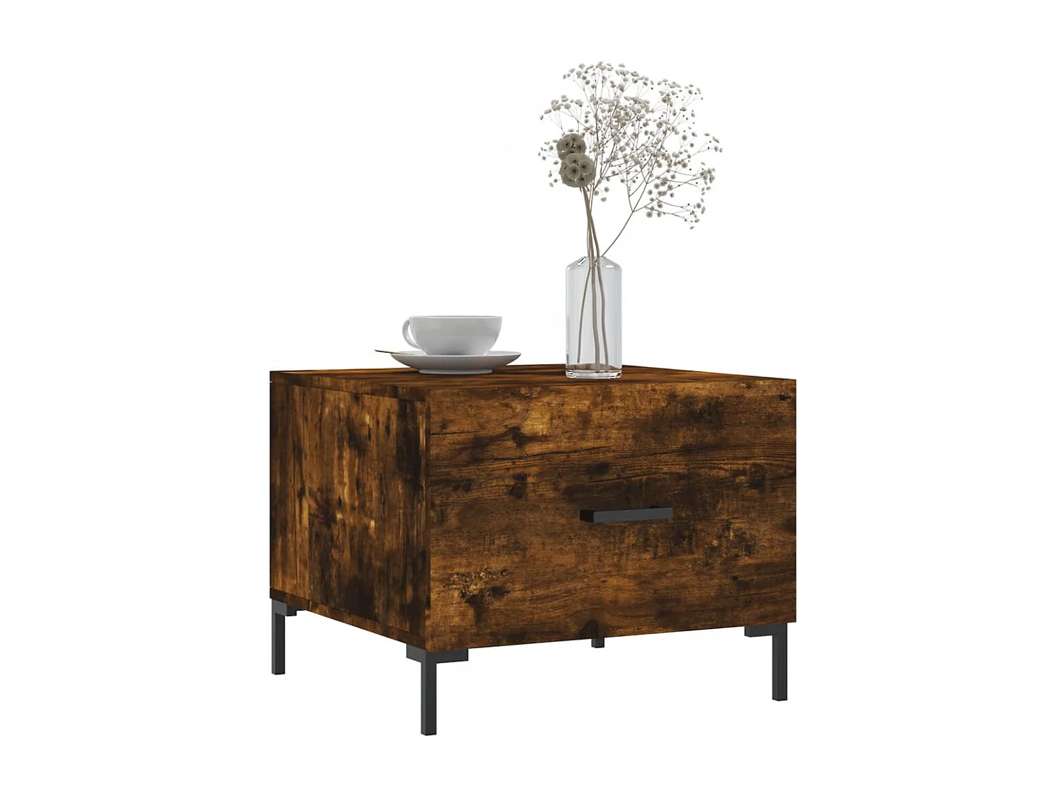Salontafel Set van 2 | Bijzettafel | Koffietafel 2 st 50x50x40 cm bewerkt hout gerookt eikenkleurig