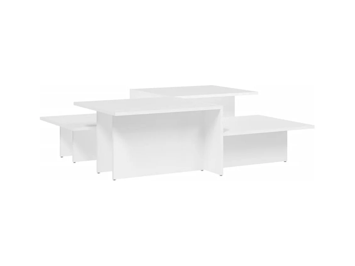 2 pcs Mesas de centro | Mesa de apoio | Mesa de café derivados de madeira branco