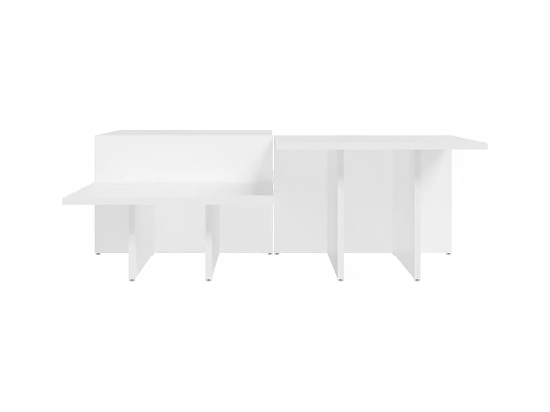 2 pcs Mesas de centro | Mesa de apoio | Mesa de café derivados de madeira branco