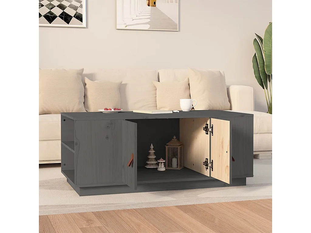 Couchtisch-Sofatisch-Beistelltische Grau 100x50x41 cm Massivholz Kiefer SHL76322