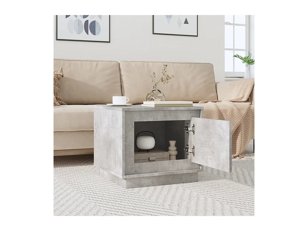 Table basse salon-Table d'appoint gris béton 51x50x44 cm bois d'ingénierie SHL64947