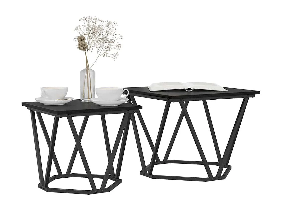 Mesa de centro | Mesa lateral | Mesa auxiliar 2 piezas Madera reciclada 50x50x40 cm SHL4963