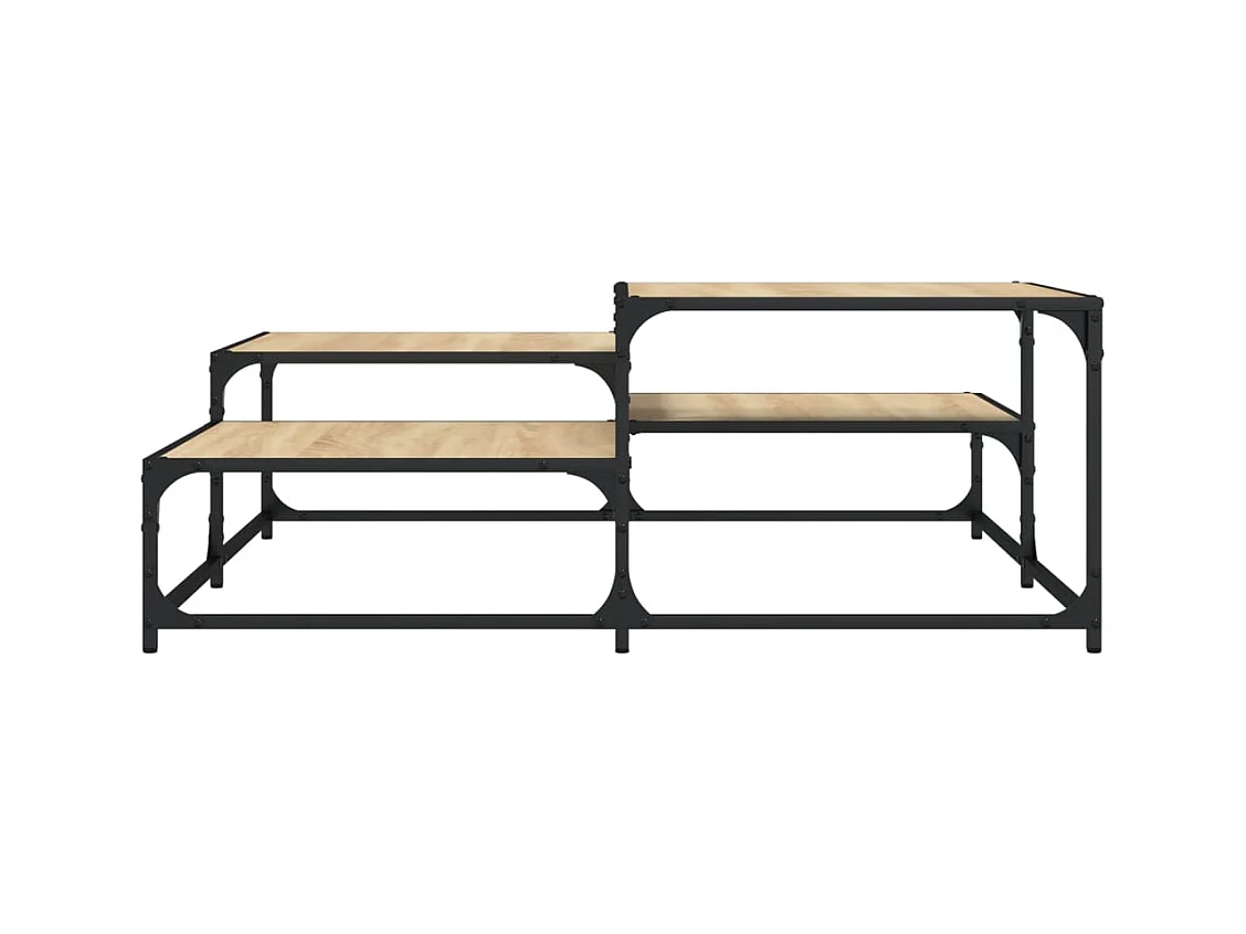 Mesa de centro-Mesa auxiliar de madera maciza de acacia y hierro 35x35x30 cm SHL3438