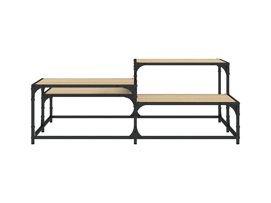 Mesa de centro-Mesa auxiliar de madera maciza de acacia y hierro 35x35x30 cm SHL3438