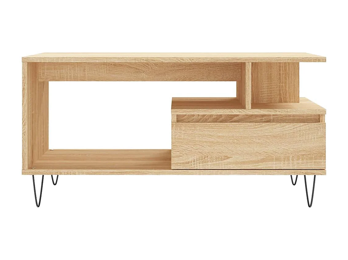 Mesa de centro | Mesa auxiliar y LED madera ingeniería gris hormigón 53x53x45cm SHL3209