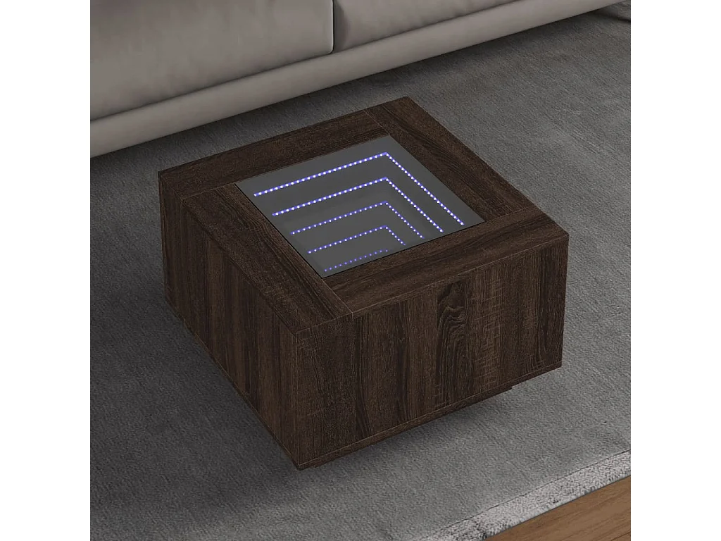 LED Couchtisch-Beistelltische-Sofatisch Braun Eichen-Optik 60x60x40 cm Holzwerkstoff SHL90173