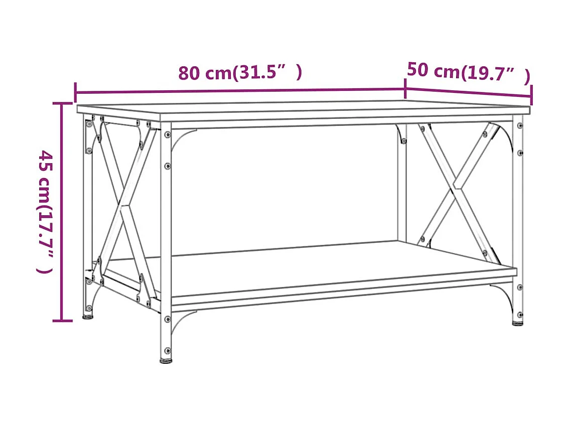 Mesa de centro | Mesa auxiliar madera de ingeniería gris hormigón 80x80x40 cm SHL3318