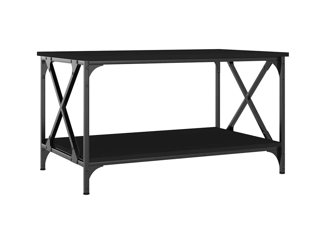 Table basse salon-Table d'appoint Noir 80x50x45 cm Bois d'ingénierie et fer SHL50262