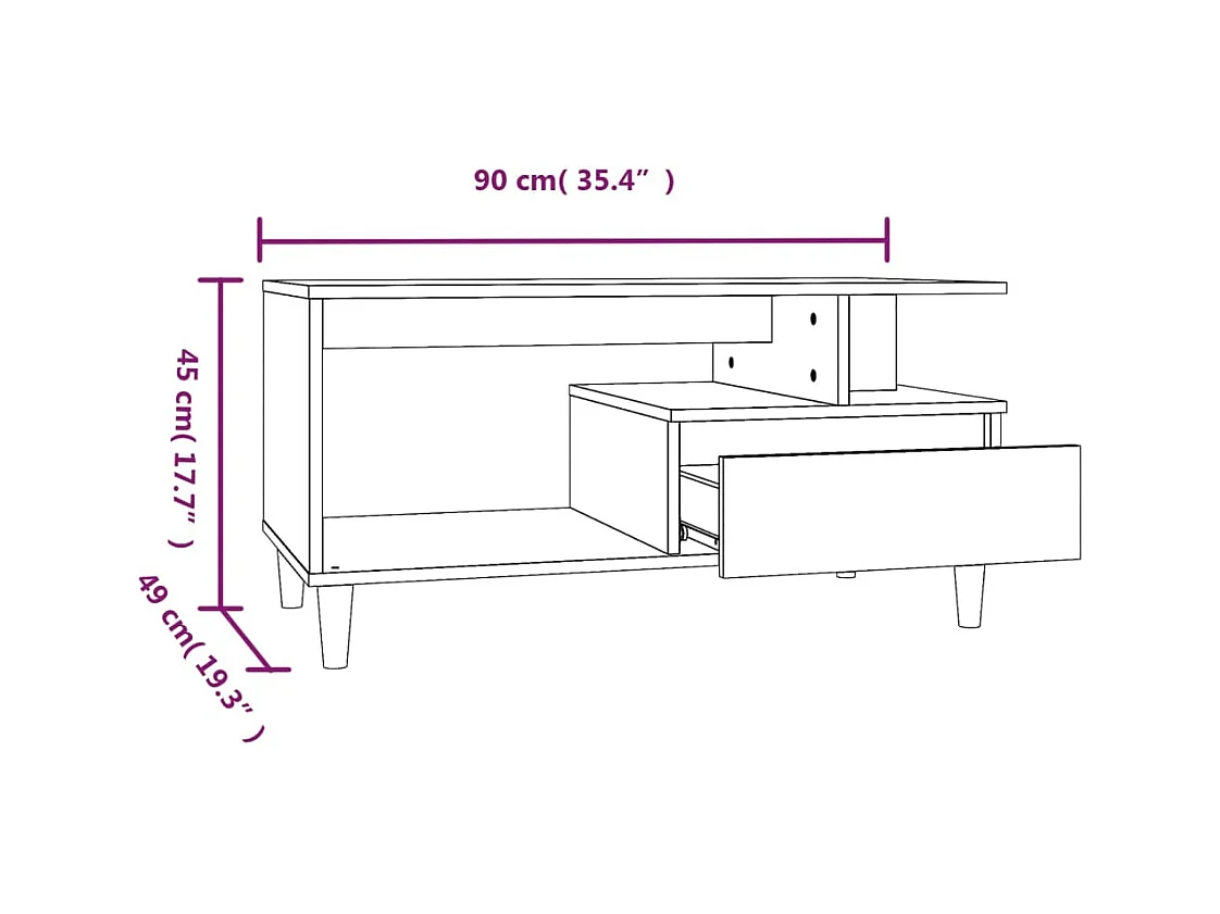Mesa de centro | Mesa auxiliar madera contrachapada roble marrón 100x50x45 cm SHL1750