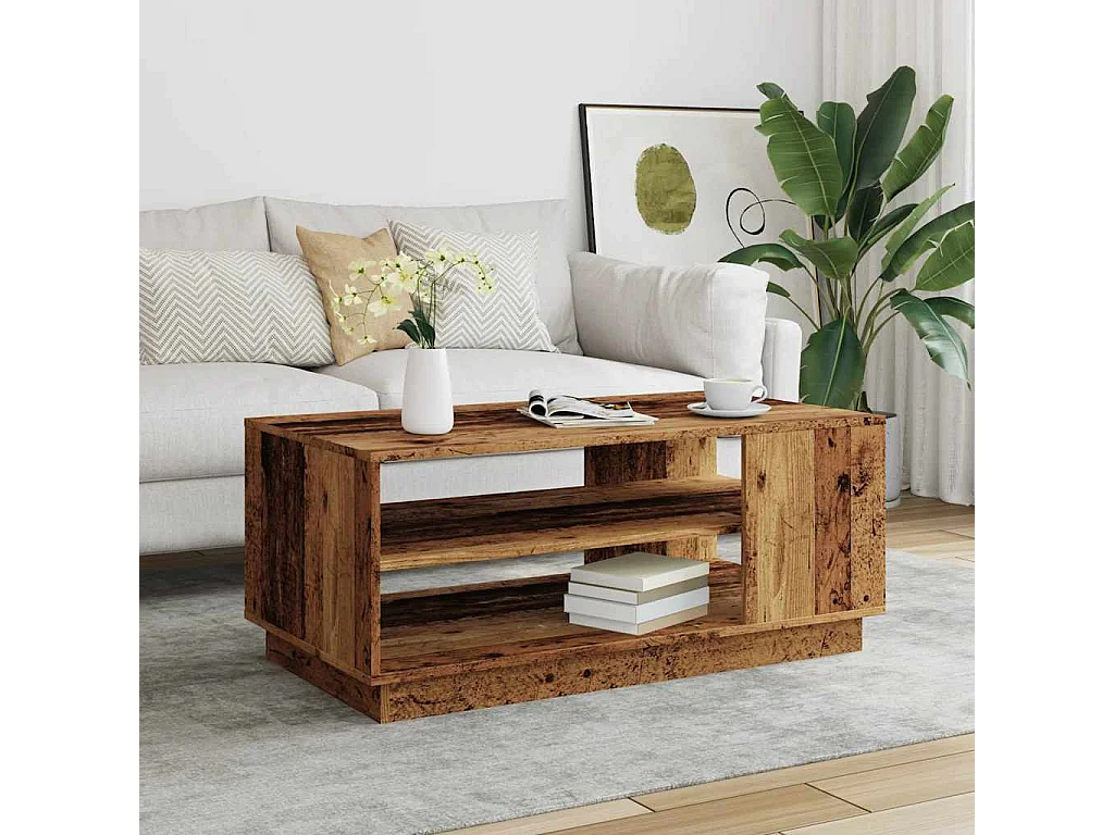 Couchtisch-Wohnzimmertisch-Beistelltische Altholz-Optik 102x55x43 cm Holzwerkstoff SHL38176