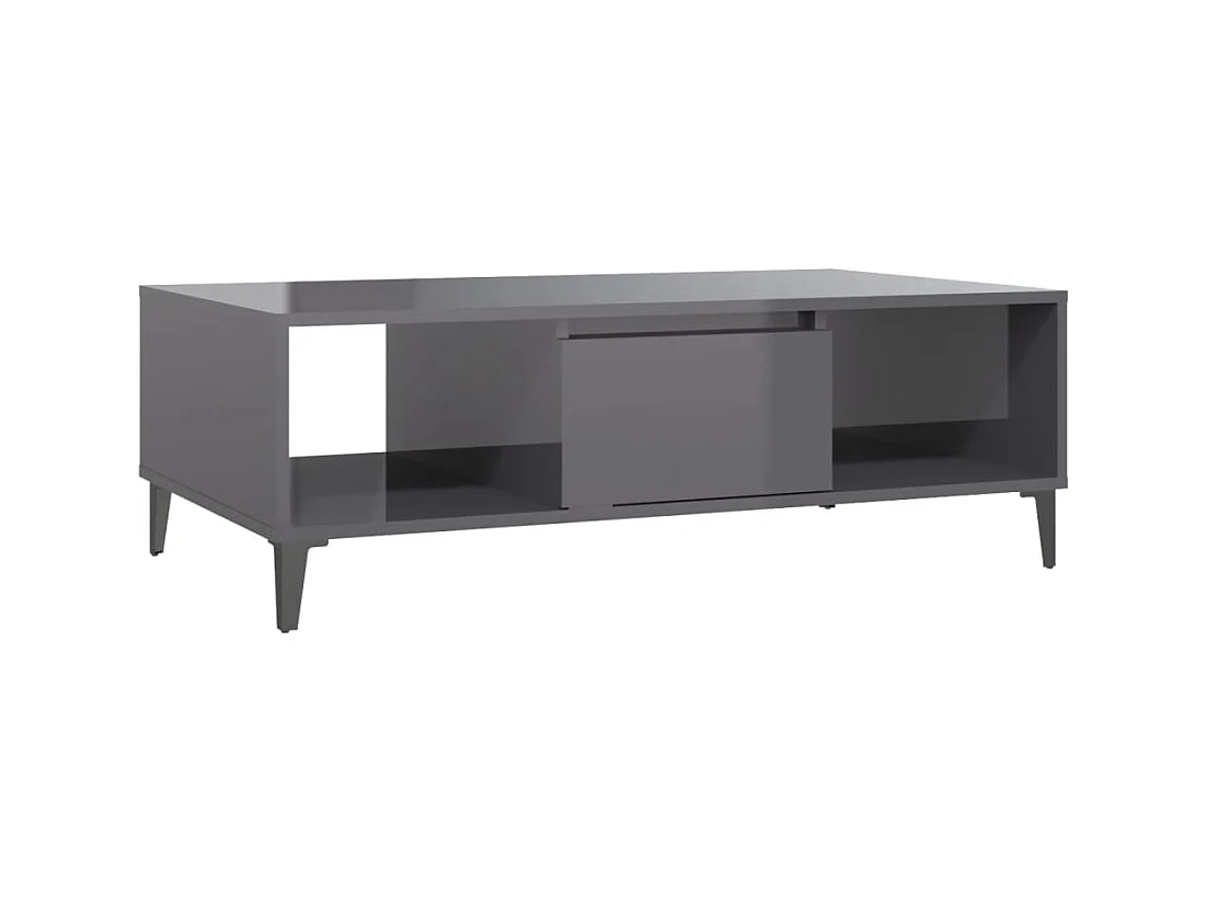 Table basse salon-Table d'appoint gris brillant 103,5x60x35 cm bois d'ingénierie SHL41093