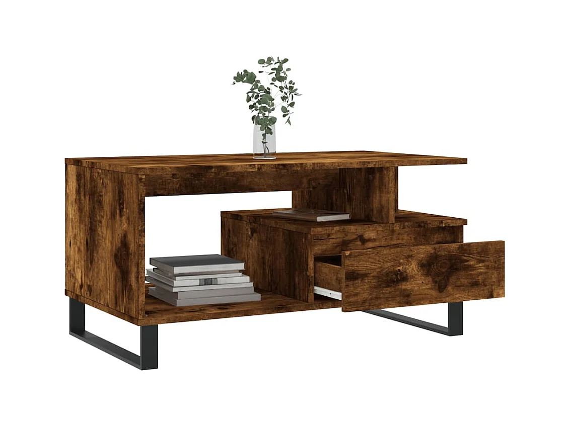 Mesa de centro | Mesa auxiliar y LED madera ingeniería gris Sonoma 50x50x30 cm SHL2419