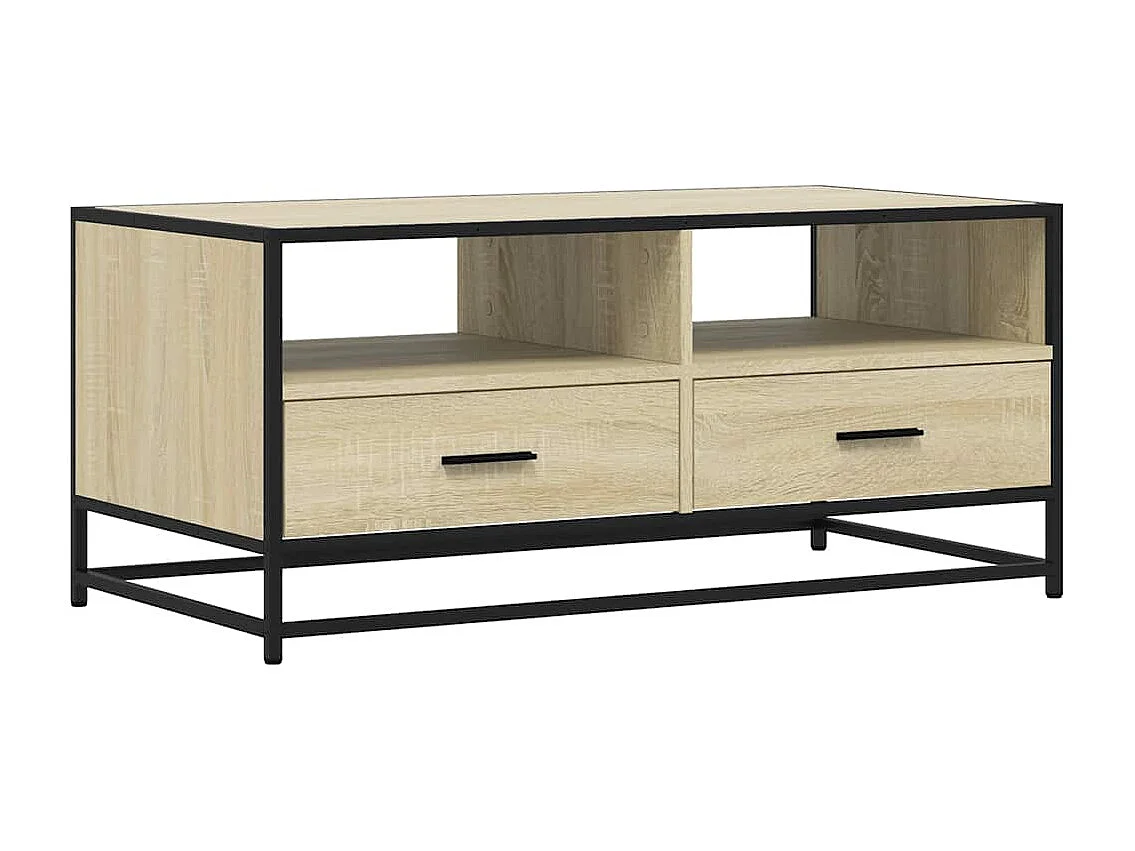 Tavolino da Salotto-Tavolino Basso Rovere Sonoma 100x50x45 cm Legno Multistrato e Metallo SHL75923