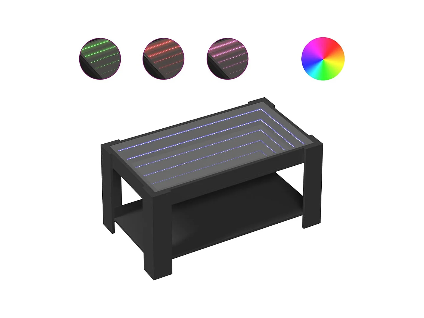 Table basse salon-Table d'appoint avec LED noir 93x53x45 cm bois d'ingénierie SHL28213