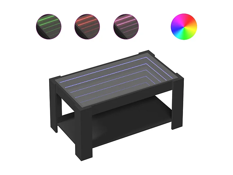 Table basse salon-Table d'appoint avec LED noir 93x53x45 cm bois d'ingénierie SHL28213