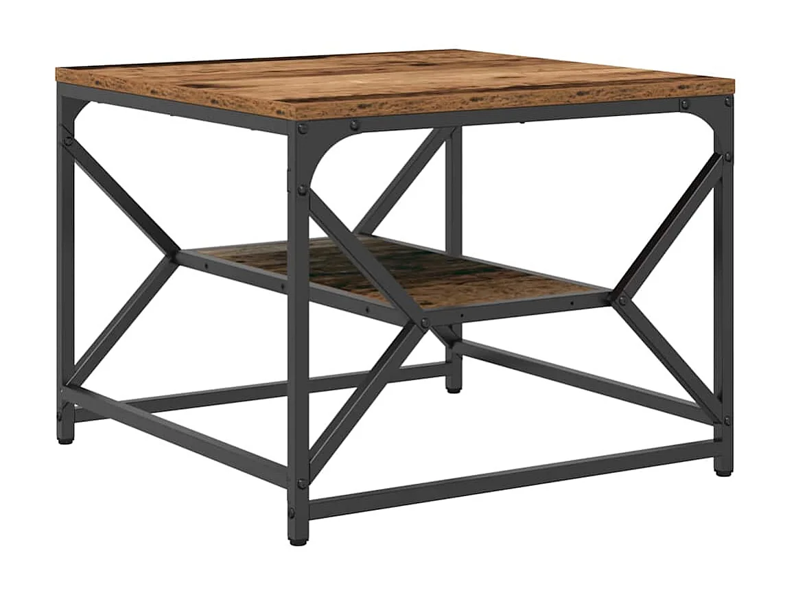 Salontafel | Koffietafel Oud hout 51 x 50 x 40 cm Engineered hout en staal