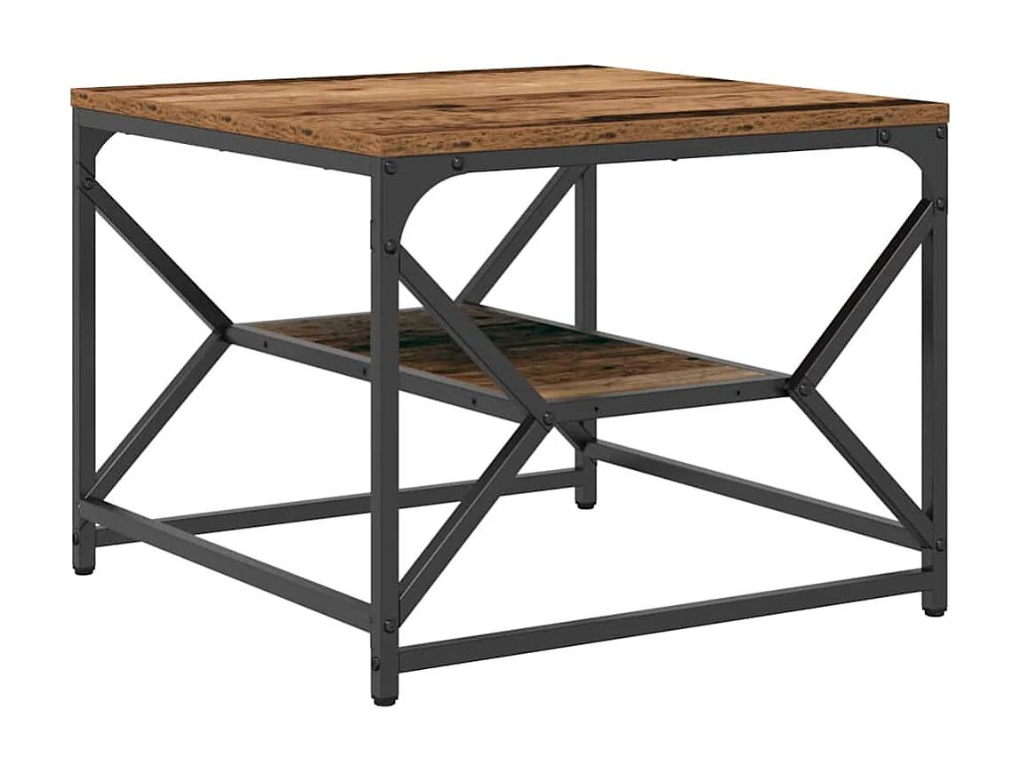 Salontafel | Koffietafel Oud hout 51 x 50 x 40 cm Engineered hout en staal