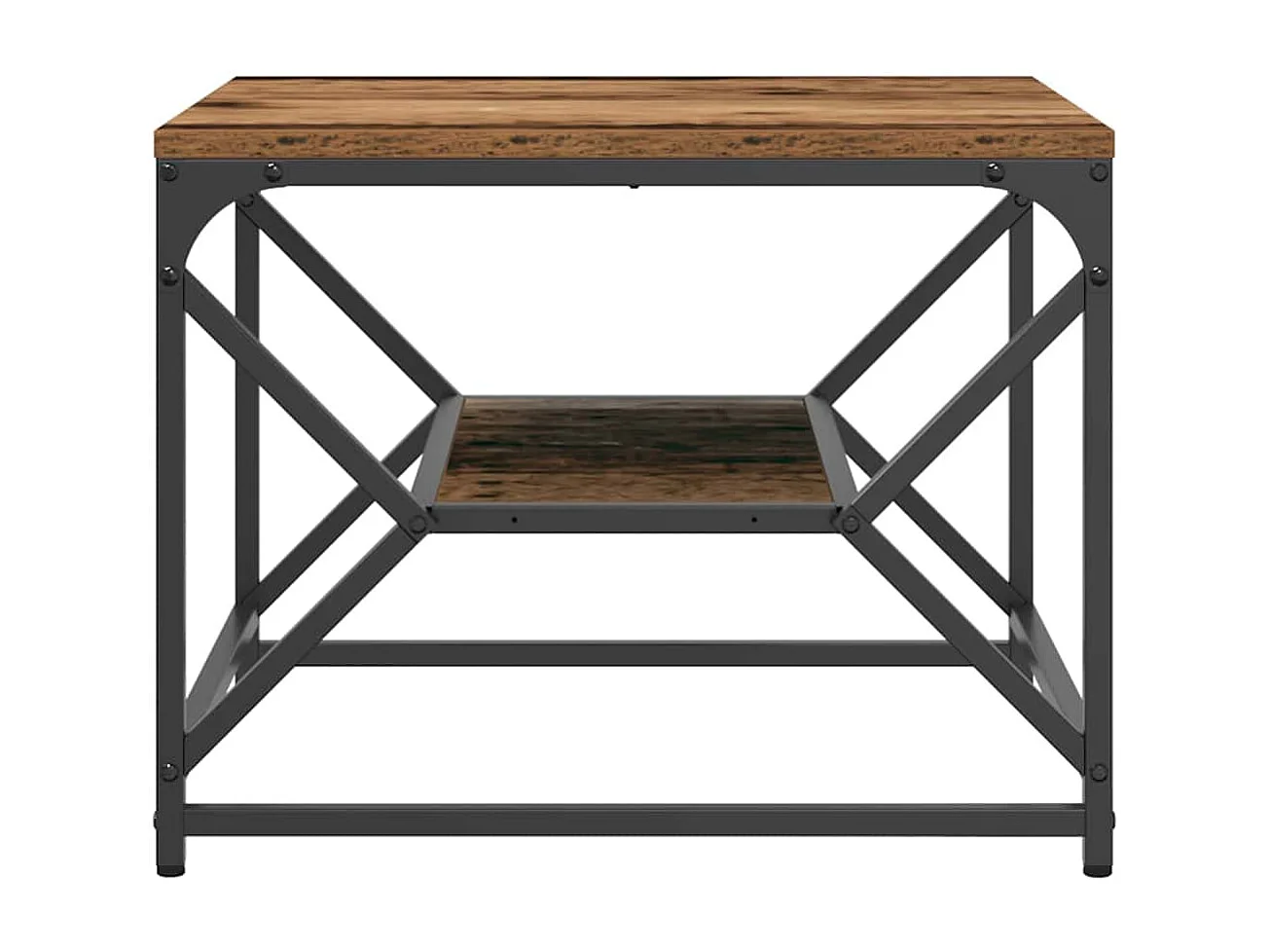 Salontafel | Koffietafel Oud hout 51 x 50 x 40 cm Engineered hout en staal