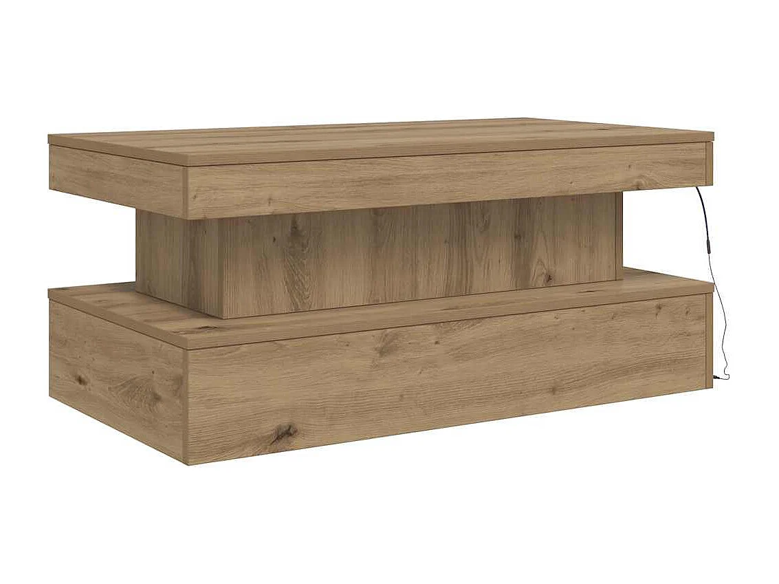 Table basse salon-Table d'appoint avec lumières LED chêne artisanal 90x50x40 cm SHL11650