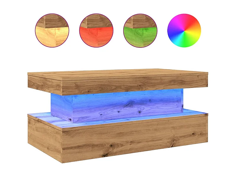 Mesa de centro | Mesa de apoio com luzes LED 90x50x40 cm carvalho artisiano