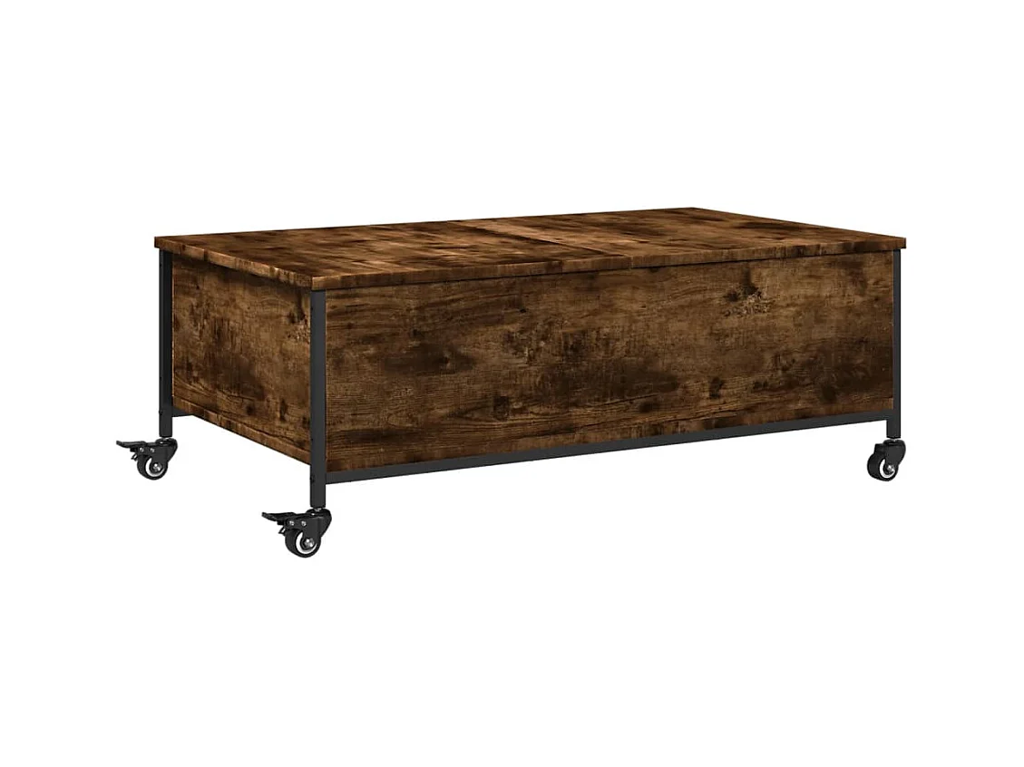 Table basse salon-Table d'appoint avec roulettes chêne fumé bois d'ingénierie SHL25305