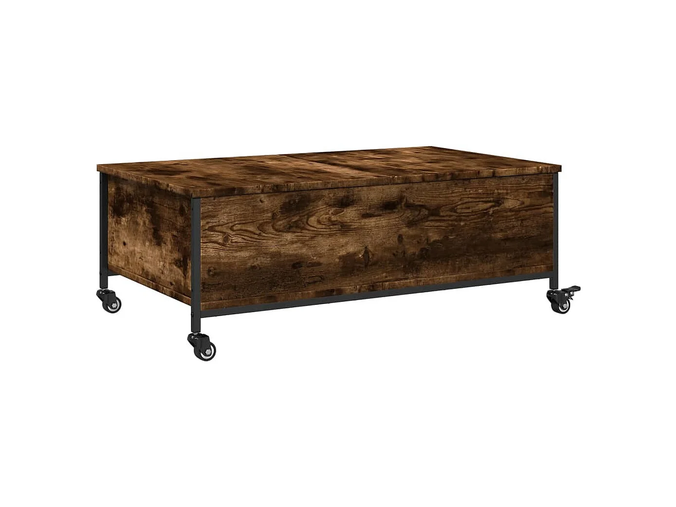 Couchtisch-Wohnzimmertisch-Beistelltische mit Rollen Räuchereiche 91x55x34 cm Holzwerkstoff SHL99579