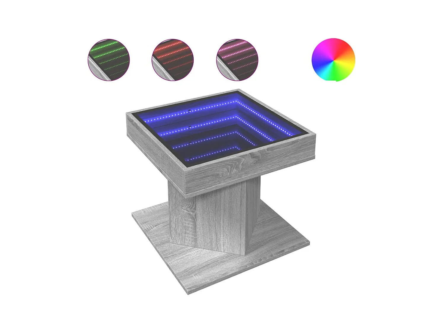 Table basse salon-Table d'appoint avec LED sonoma gris 50x50x45 cm bois d'ingénierie SHL8858