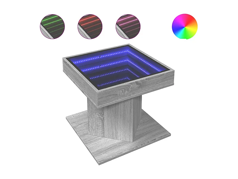 LED Couchtisch-Beistelltische-Sofatisch Grau Sonoma 50x50x45 cm Holzwerkstoff SHL14928