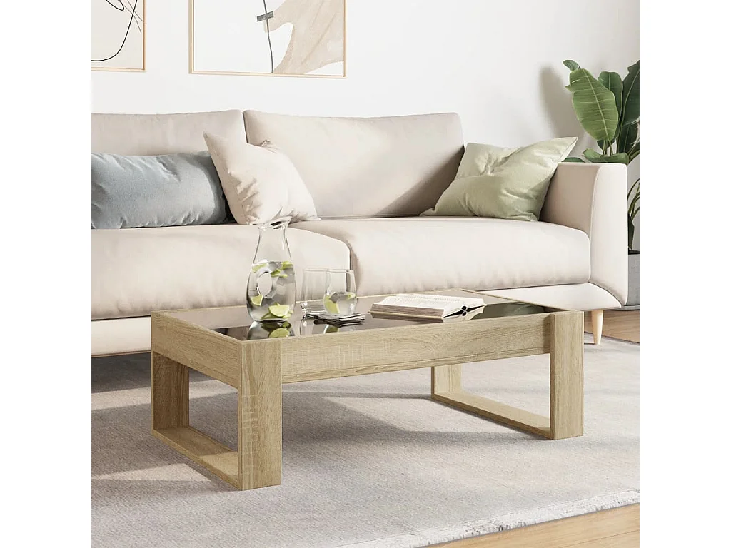 Couchtisch mit Infinity-LED | Beistelltische | Sofatisch Sonoma-Eiche 90x53x30 cm SHL34271