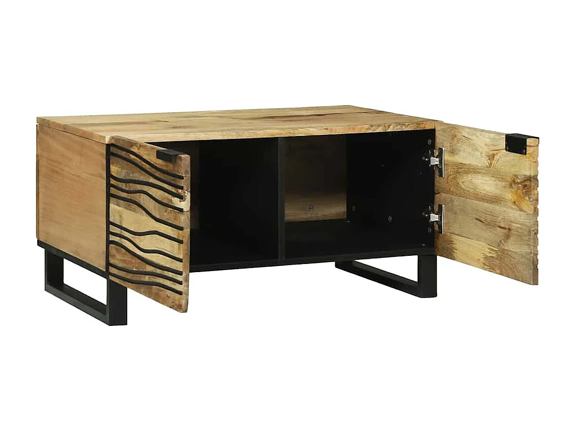 Couchtisch-Wohnzimmertisch-Beistelltische Braun und Schwarz 80x50x40 cm Massivholz Akazie SHL98420