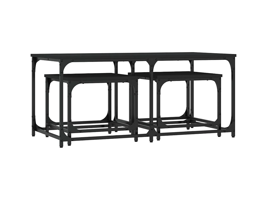 Tables basses gigognes 3 pièces noir bois d'ingénierie pour Salon, Chambre SHL4300