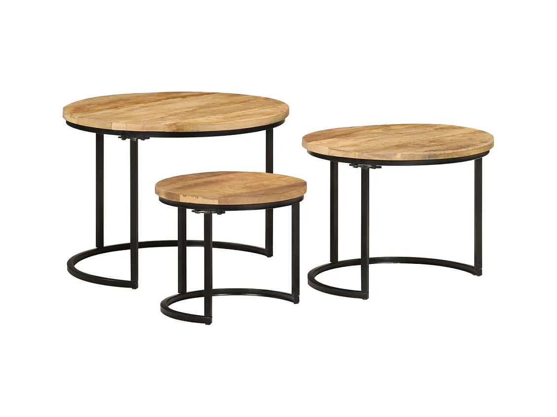 Tables gigognes 3 pièces bois de manguier massif brut SHL70027