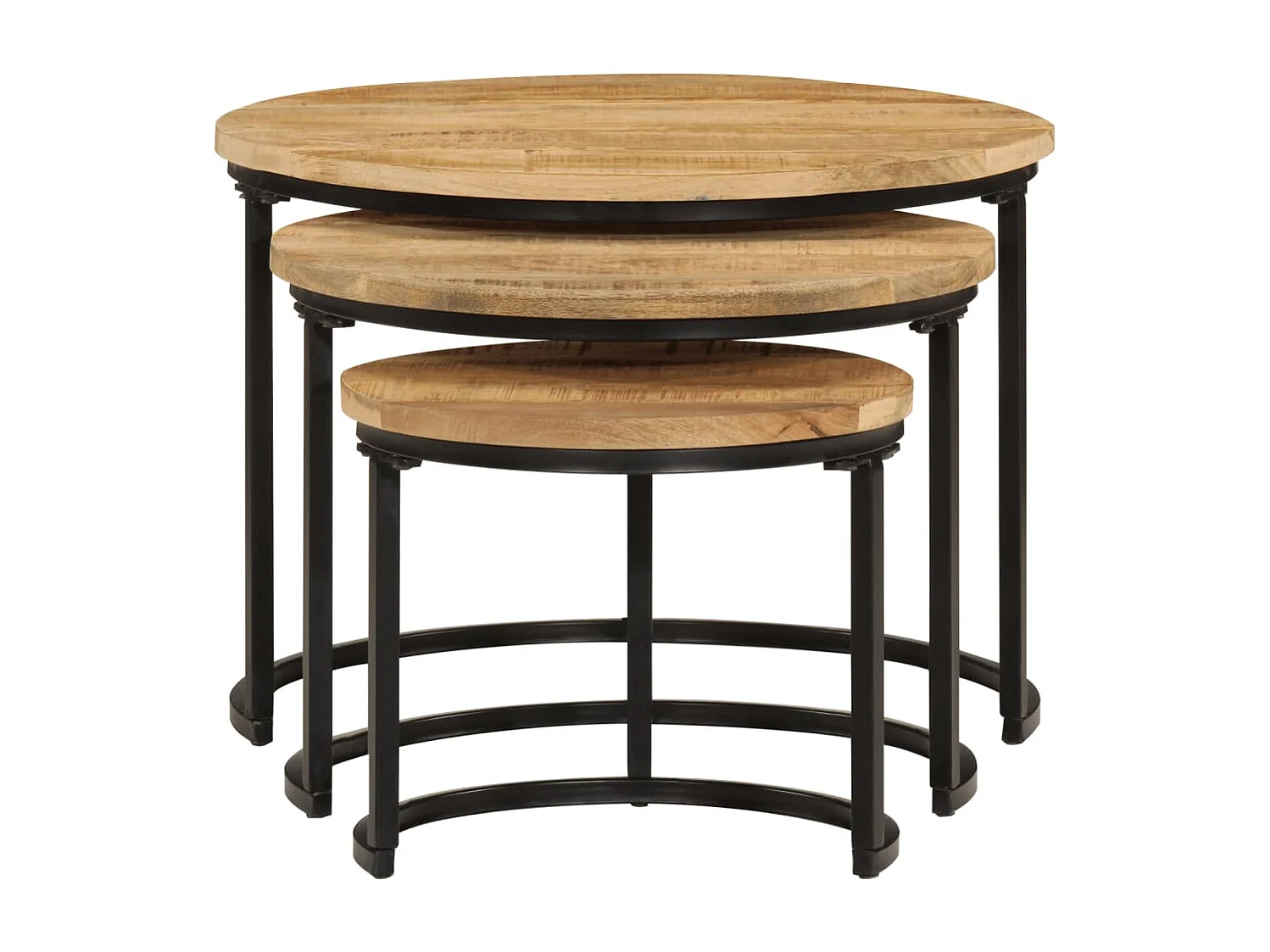 Couchtisch 3er Set-Satztische-Sofatisch Raues Massivholz Mango SHL57593