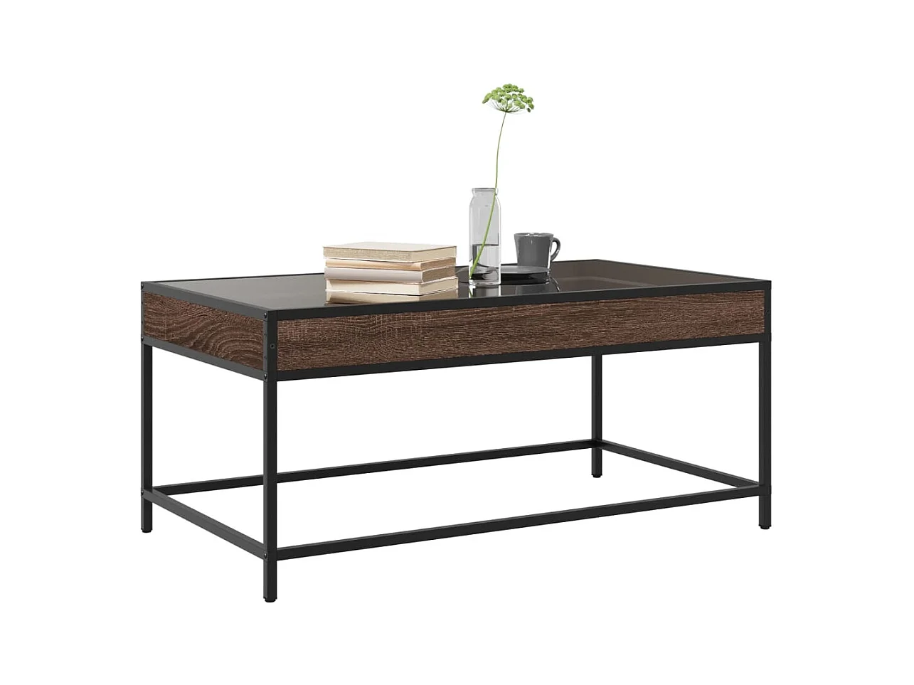 Mesa de centro-Mesa auxiliar madera de ingeniería roble ahumado 102x55,5x40cm SHL3497