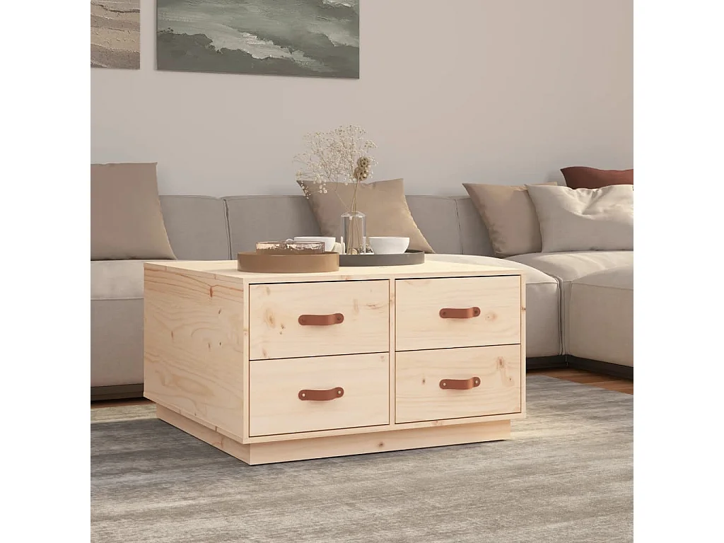 Couchtisch-Wohnzimmertisch-Beistelltische 80x80x45 cm Massivholz Kiefer SHL89420