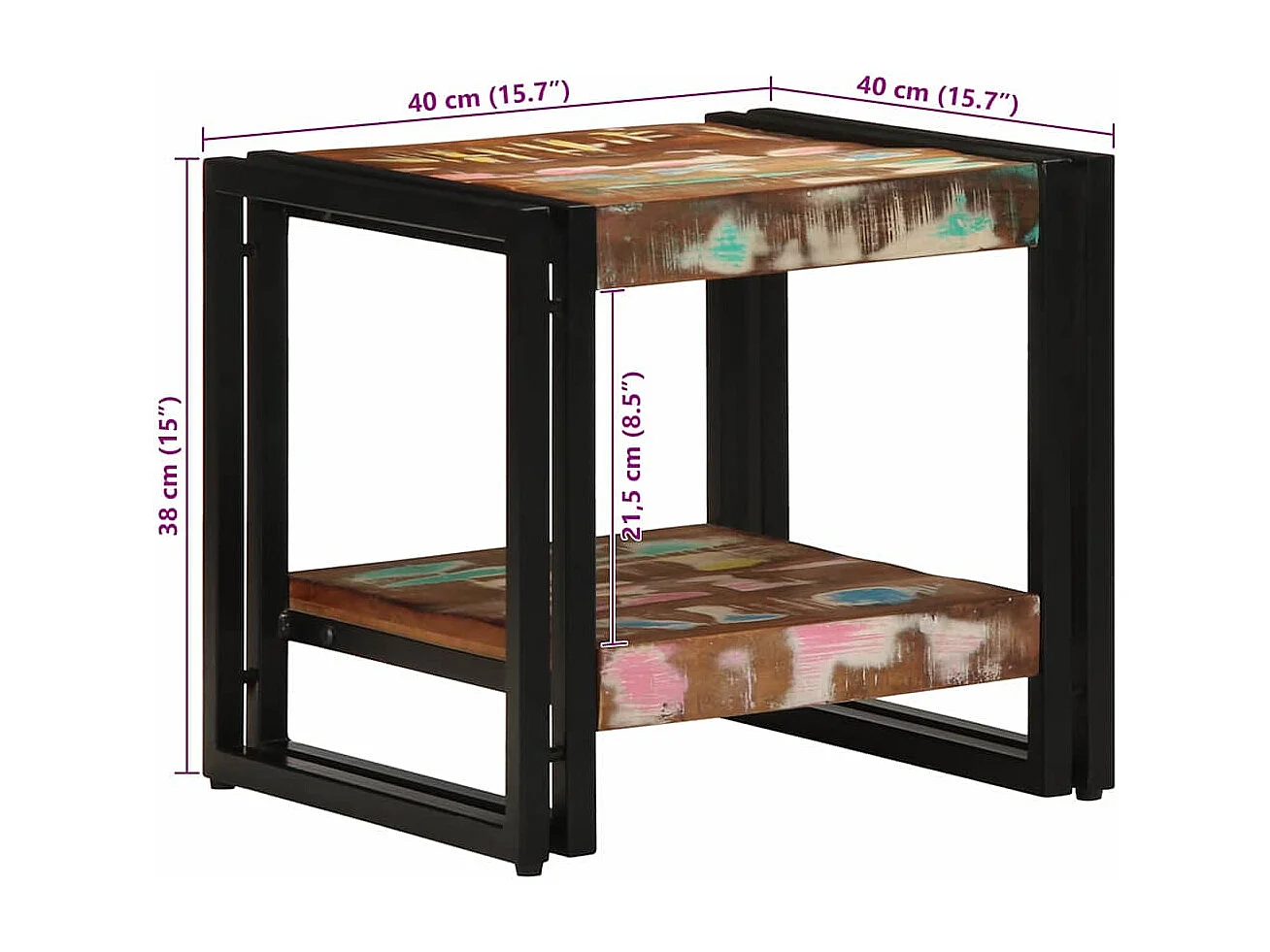 Mesa de centro | Mesa auxiliar | Mesita de centro MDF y hierro marrón oscuro y negro 90x45x45 cm SHL3576