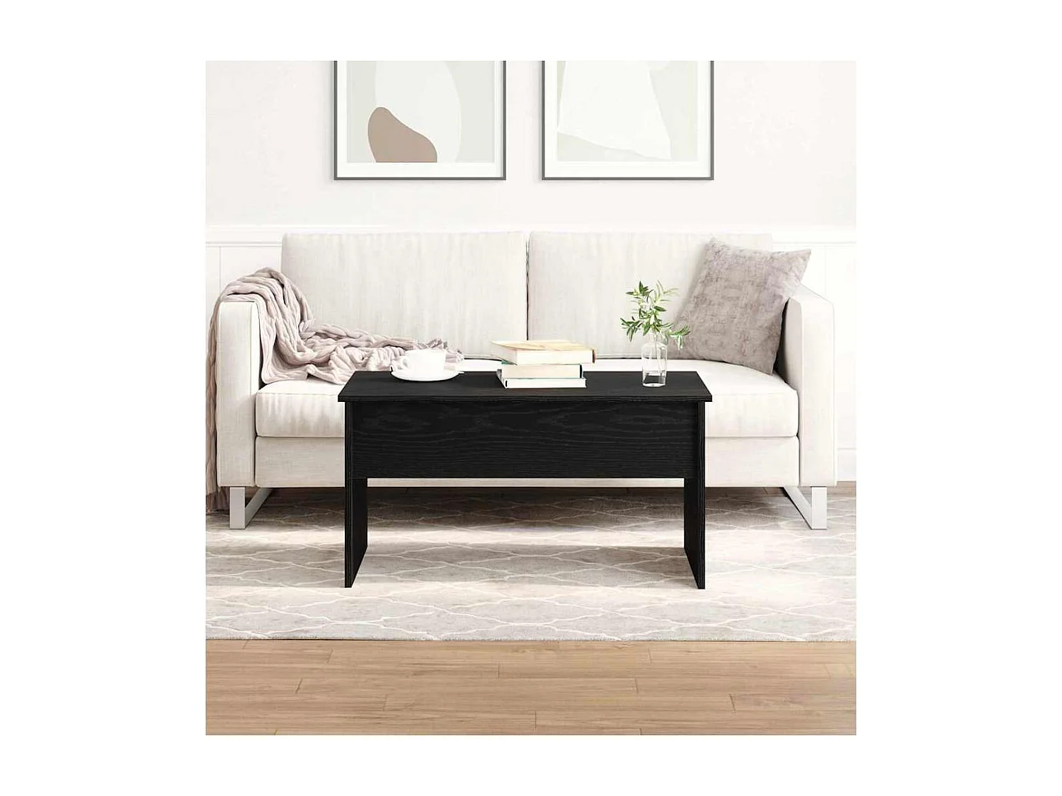 Couchtisch-Wohnzimmertisch-Beistelltische Schwarz Eichen-Optik 80x50,5x41,5 cm SHL68307