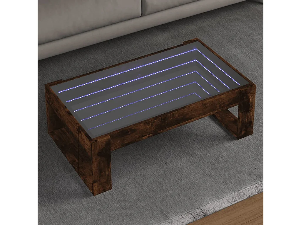 Couchtisch mit Infinity-LED | Beistelltische | Sofatisch Räuchereiche 90x53x30 cm SHL9889