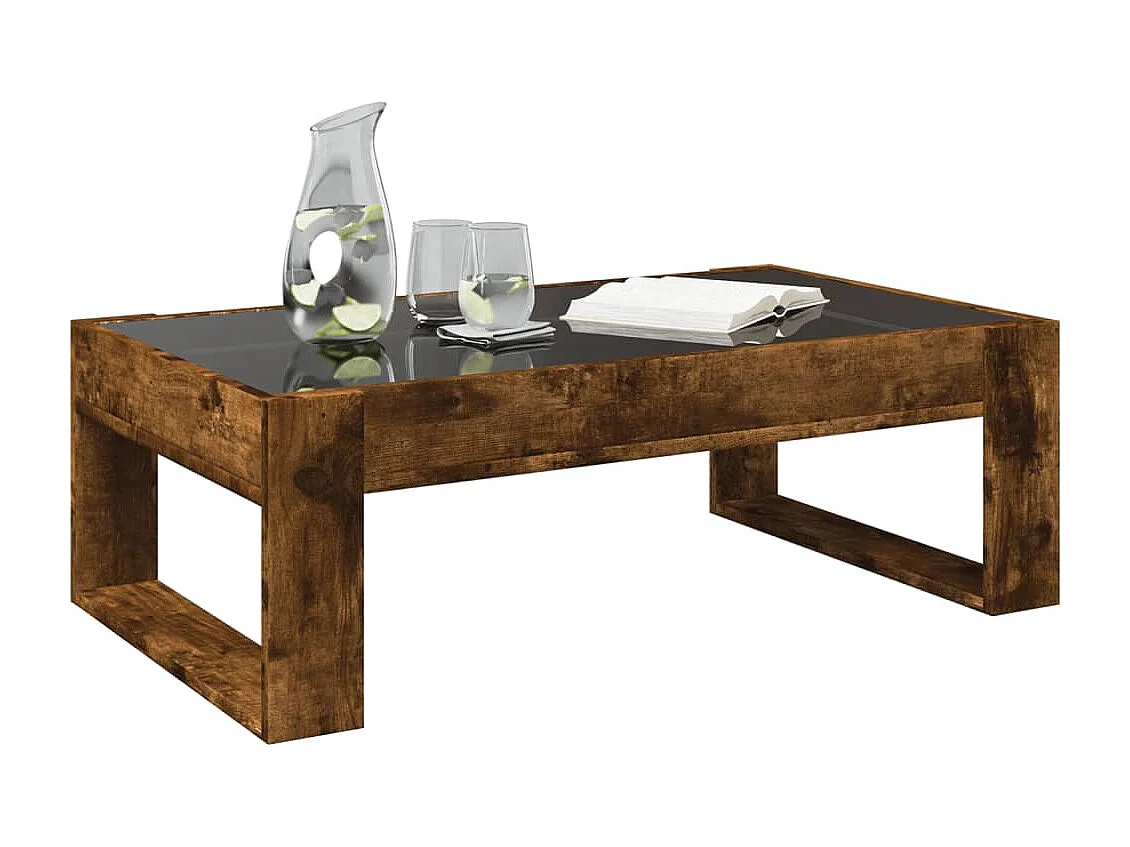 Couchtisch mit Infinity-LED | Beistelltische | Sofatisch Räuchereiche 90x53x30 cm SHL9889