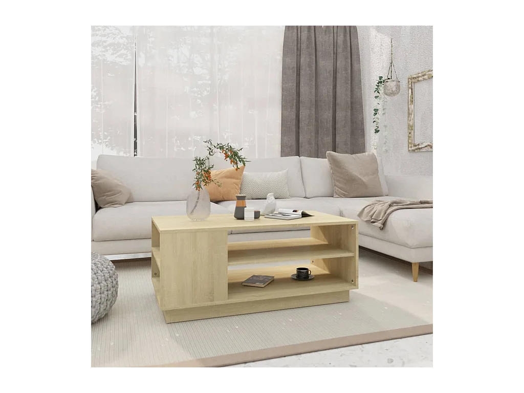 Mesa de centro | Mesa auxiliar de madera maciza de pino marrón miel 71x49x55 cm SHL2611