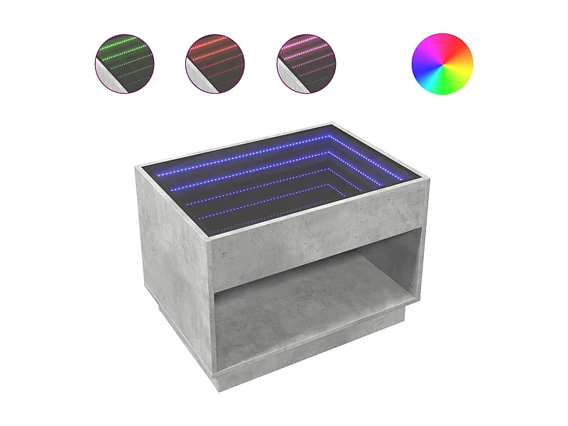 Couchtisch mit Infinity-LED | Beistelltische | Sofatisch Betongrau 70x50x50 cm SHL14039