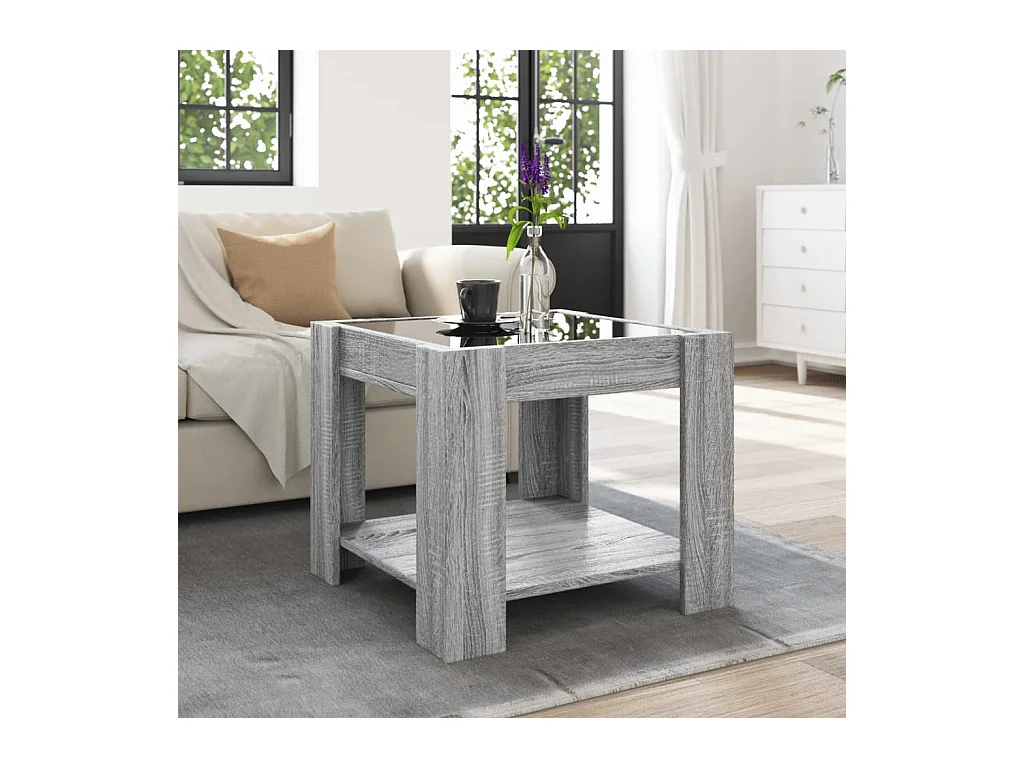 Mesa de centro-Mesa auxiliar madera contrachapada negro 90x50x35 cm SHL4138