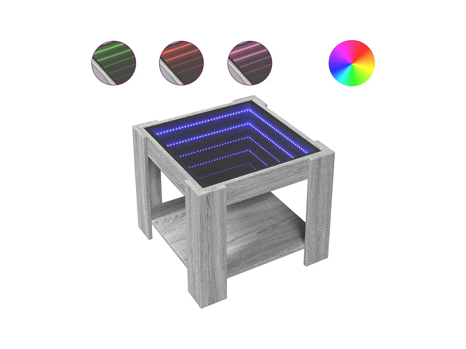 Table basse salon-Table d'appoint avec LED sonoma gris 53x53x45 cm bois d'ingénierie SHL47544